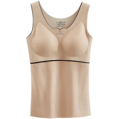 加绒加厚打底带胸垫背心保暖内衣