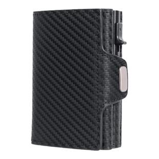 真皮卡包高级感自动弹卡RFID金属卡夹证件零钱复古疯马皮男士钱包