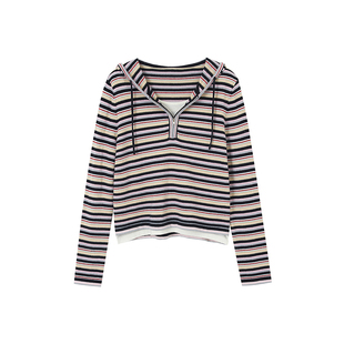 indicia标记2026春季新款轻盈舒适松弛感条纹短款针织衫L2A6ZZ036