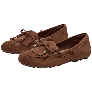 KISSCAT接吻猫[好彩系列]豆豆鞋舒适一脚蹬绒面乐福鞋软底不累脚