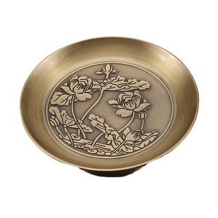 黄铜佛前莲花供果盘子佛盘贡果盘供品盘家用客厅水果盘装饰品摆件