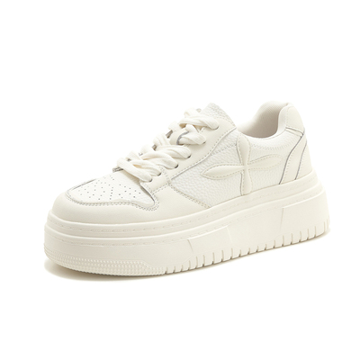 软牛皮~真皮减龄厚底小白鞋女