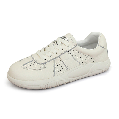 头层牛皮德训鞋女夏镂空透气女鞋软底小白鞋百搭休闲运动鞋老爹鞋