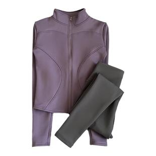 加绒瑜伽套装女款春秋显瘦加厚外套紧身速干衣专业健身跑步运动服