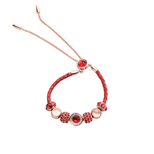 本命年红绳百搭手串转运珠皮编织手链可调节手镯红色手饰品礼物女