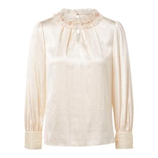 La Koradior拉珂蒂秋季新款桑蚕丝法式轻奢长袖衬衫上衣女