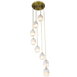 峰回路转 铜本色新中式楼梯吊灯 旋转复式楼梯灯简约现代别墅可定