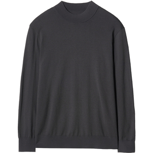 石见山16针可机洗羊毛衫男士秋冬半高领毛衣内搭打底针织衫男款