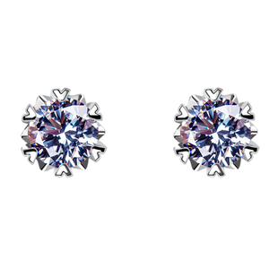 A STAR星芒雪花18K金莫桑石耳钉女钻石纯银耳骨气质耳饰超闪礼物