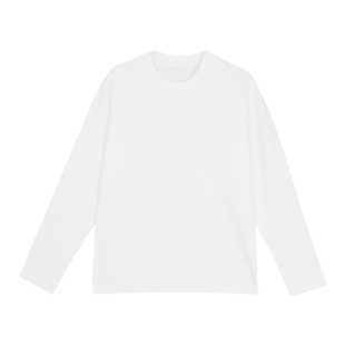 秋季潮流重磅长袖T恤男设计感休闲纯色百搭宽松圆领打底衫上衣潮