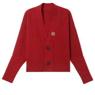 小个子羊绒衫女短款针织开衫春秋新款旗袍外搭披肩蝙蝠袖毛衣外套