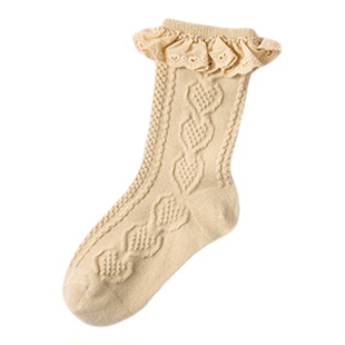 2025小黑托昵女童袜子秋冬棉袜中筒袜儿童花边蝴蝶结公主宝宝可爱