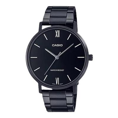 Casio卡西欧手表男士正品简约商务金属防水石英腕表MTP-VT01B-1B