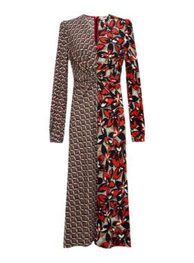 DVF漂浮花朵/几何拼接连衣裙