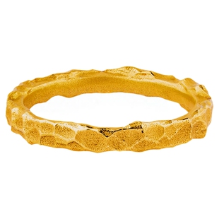 超定足金999黄金情侣对戒定制锤纹工艺可刻字新年礼物 星辰之光