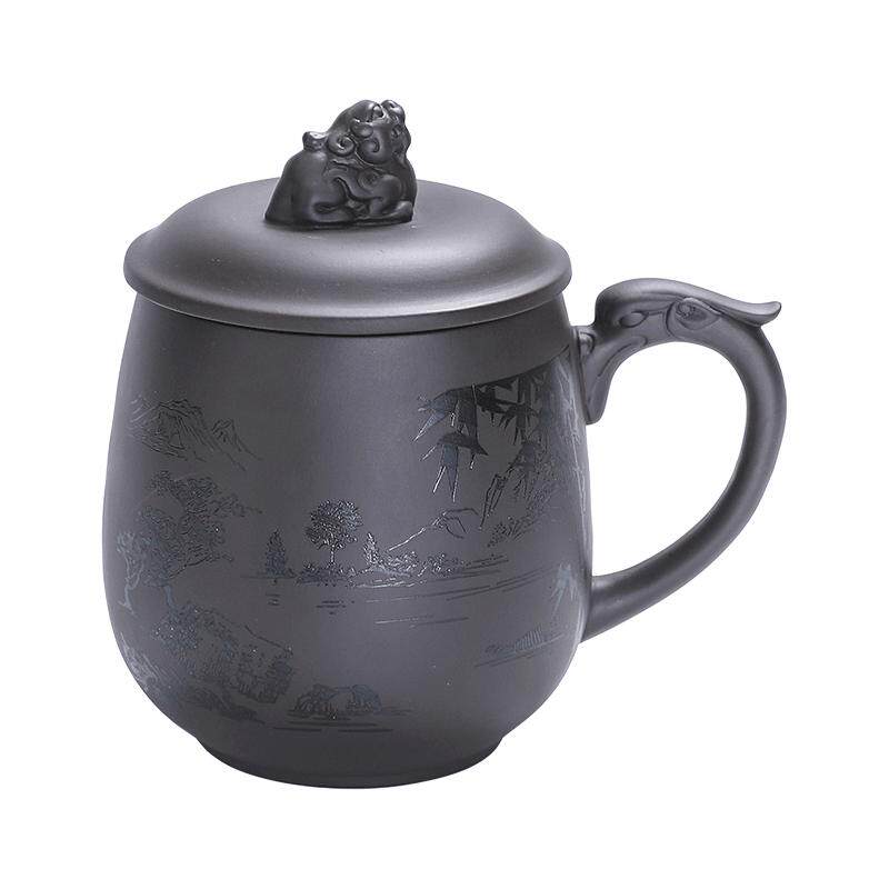 刻花紫砂紫砂办公茶杯水杯定制