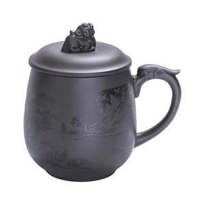 刻花紫砂紫砂办公茶杯水杯定制