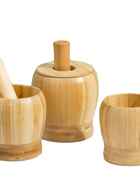 楠竹捣蒜罐蒜泥器压蒜器家用带盖