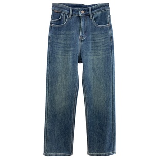 一条过冬 软糯厚绒法棍裤高弹显瘦直筒牛仔裤女加厚小个子烟管裤