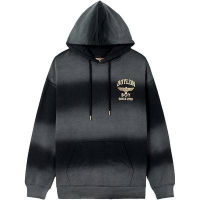 BOYLONDON春季男女同款上衣水洗条纹时尚连帽套头长袖卫衣N04030