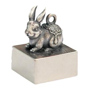 十二生肖纯银印章吊坠定制项链姓名篆刻字生日礼物兔子实心银名章