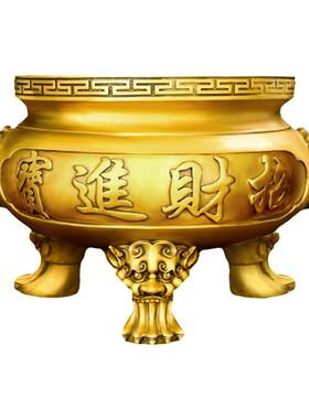 铜金玉满堂香炉摆件家用寺庙供奉