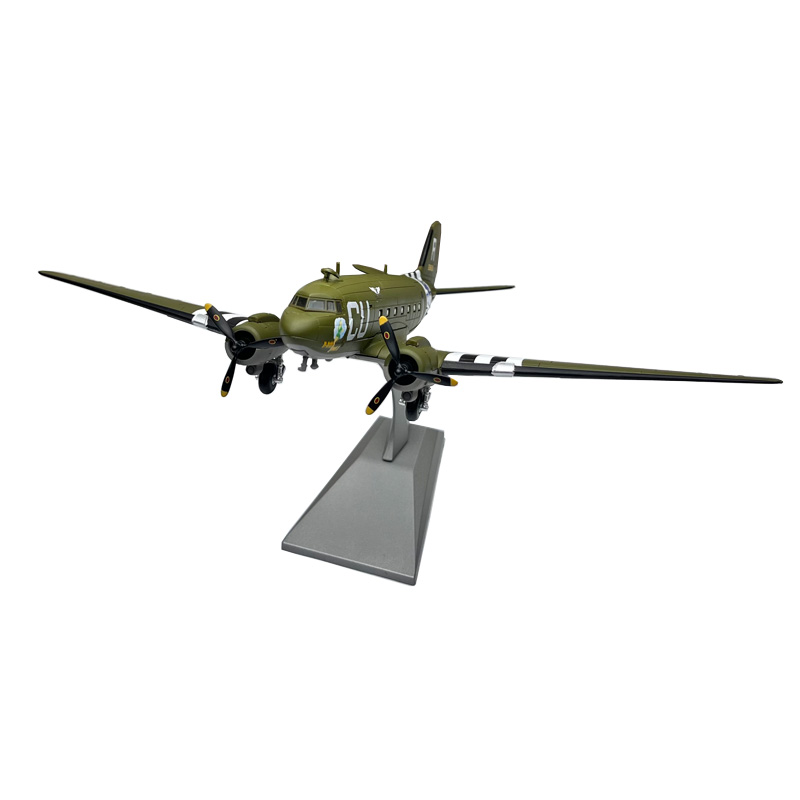 1/100二战美军101空降师 C47运输战斗机飞机模型诺曼底战役75周年