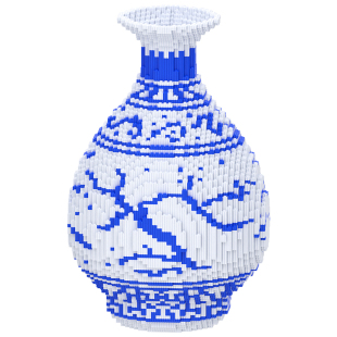 中国风青花瓷积木花瓶2025新款暑假礼物儿童益智拼装玩具成人拼图