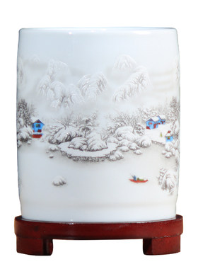 桌面陶瓷笔筒景德镇瓷器装饰品