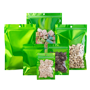 绿色阴阳自封袋铝箔袋干果食品试用装平底密封袋彩色镀铝包装袋