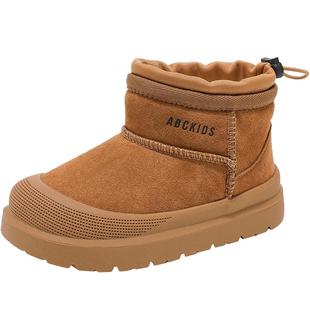 Abckids童鞋2025冬款儿童雪地靴冬季加绒保暖厚底短靴男女童棉鞋