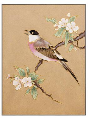 纯手工小幅花鸟画掐丝珐琅彩新中式入户玄关门厅客厅餐厅装饰壁画