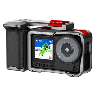 Flymile适用大疆Action6钢化膜金属兔笼磁吸快拆底座运动相机action6保护壳配件