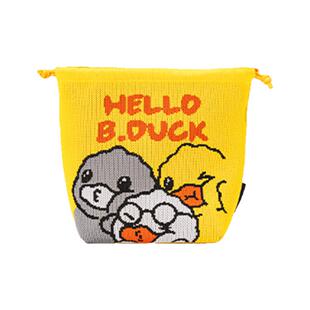 小黄鸭儿童斜挎包可爱外出单肩包小公主束口袋女童针织包收纳袋