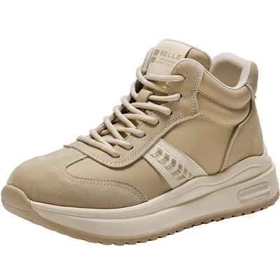 百丽女鞋复古高帮加绒阿甘鞋冬季棉鞋厚底雪地靴休闲短靴E5V1DDD5