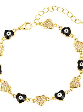 情绪波动INS镀金心型滴油手链