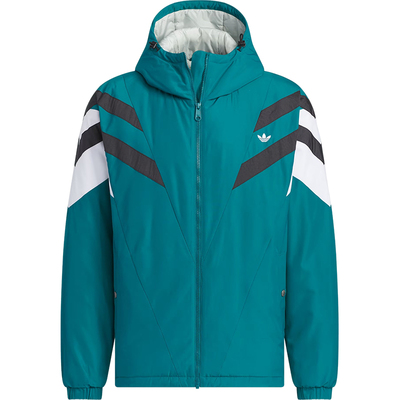 阿迪达斯男士连帽拼接保暖棉服