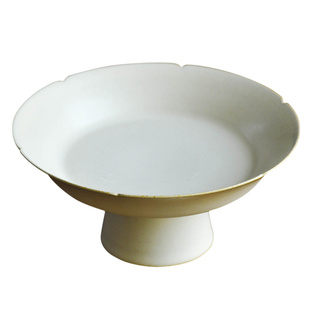 景德镇仿宋葵口茶点盘茶歇点心盘中式陶瓷高脚高足盘茶席茶食托盘