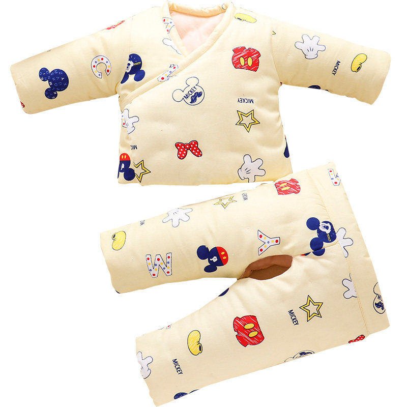新生儿衣服冬季0-2个月婴儿手工棉花棉衣棉裤初生婴儿厚半背棉袄