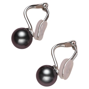 天然大溪地黑珍珠耳夹女925银海水珍珠高端无耳洞简约素珠耳饰品