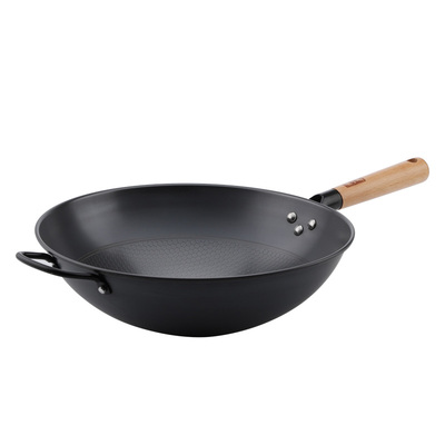 张小泉大铁锅32cm34cm36炒锅炒菜锅40精铁炒锅无涂层铁锅做饭锅