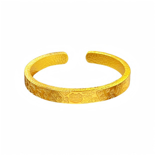 2025金店同款越南沙金古法錾刻加厚加重吉言招财醒狮手镯开口手环