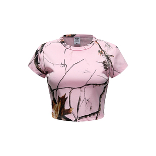 abg风spicy正肩袖美式风树叶热转印短袖T恤女辣妹修身显瘦潮上衣