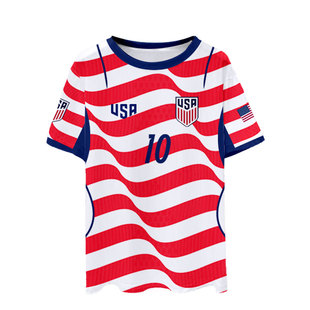 2026世界杯美国队服USA足球衣服速干短袖T恤衫男女冰丝球迷服半袖