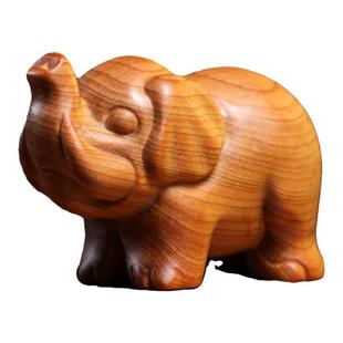 天然崖柏木一体雕刻祥瑞小吉象吉祥如意大象招财进宝手把件摆件