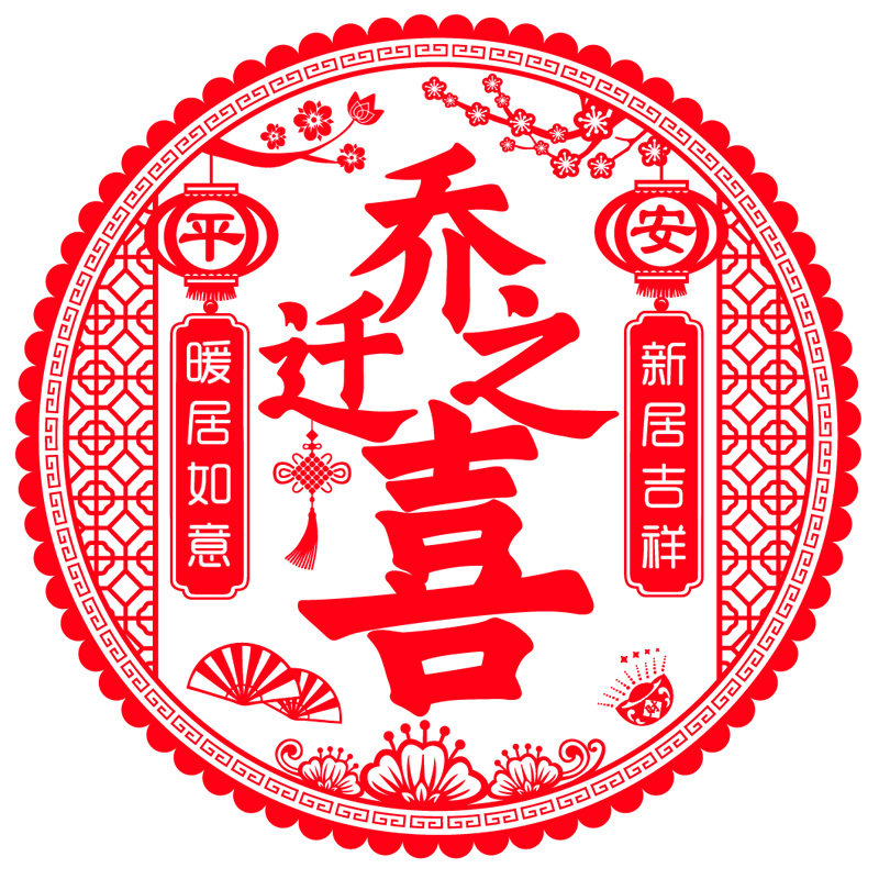 乔迁之喜装饰窗花静电玻璃贴福字门贴纸客厅进宅大吉入伙新居布置