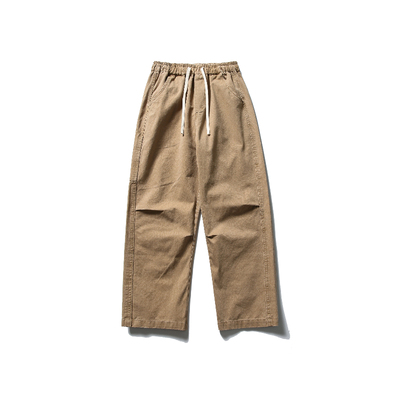 复古宽松直筒休闲裤松紧腰工装裤