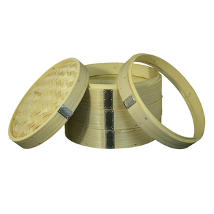 粤蒸粤香家庭装加深新式竹蒸笼光滑结实高档全竹蒸屉清香罗竹笼架