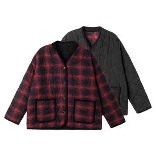 THESOONG/双面穿棋盘格 经典新款格子正反两穿棉服保暖外套女7653
