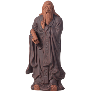 中国历史人物老子雕像禅意紫砂工艺品摆件茶室书房博古架装饰礼品